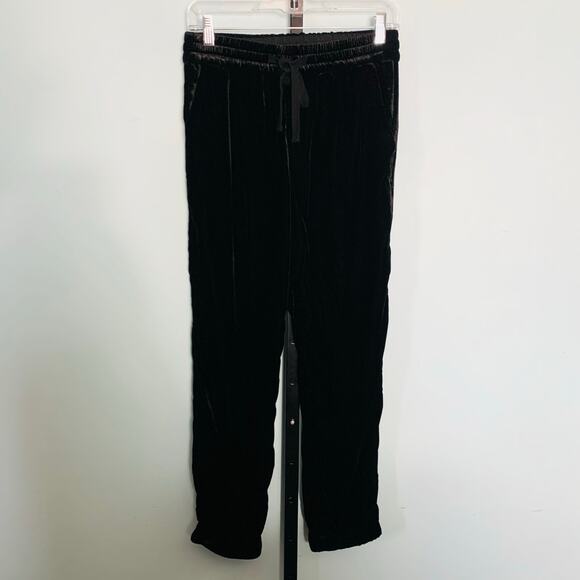 NWT J. Crew Black Velvet Drawstring Joggers Size 0 - Picture 2 of 7